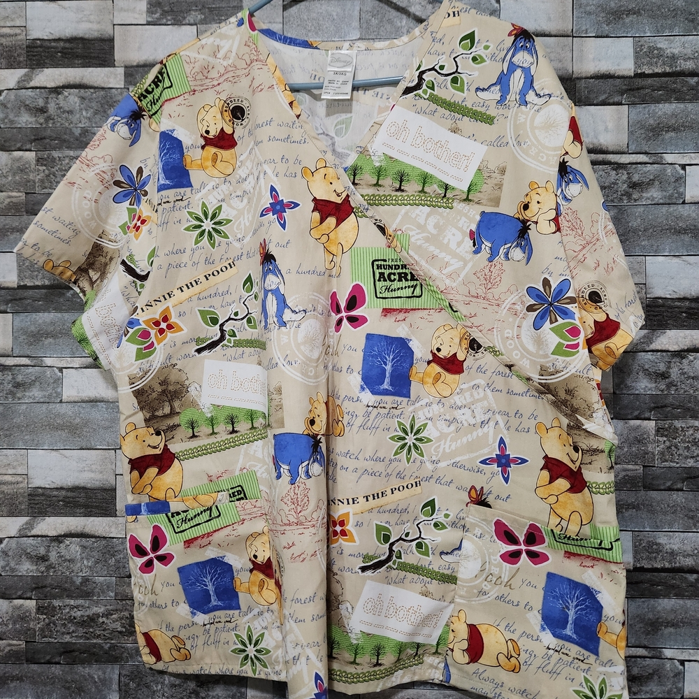 Disney Winnie the Pooh Women's Scrub Top